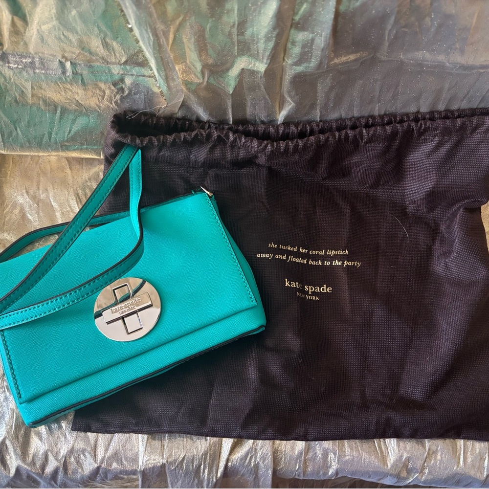 Kate Spade Turquoise Clutch with Metallic Detail